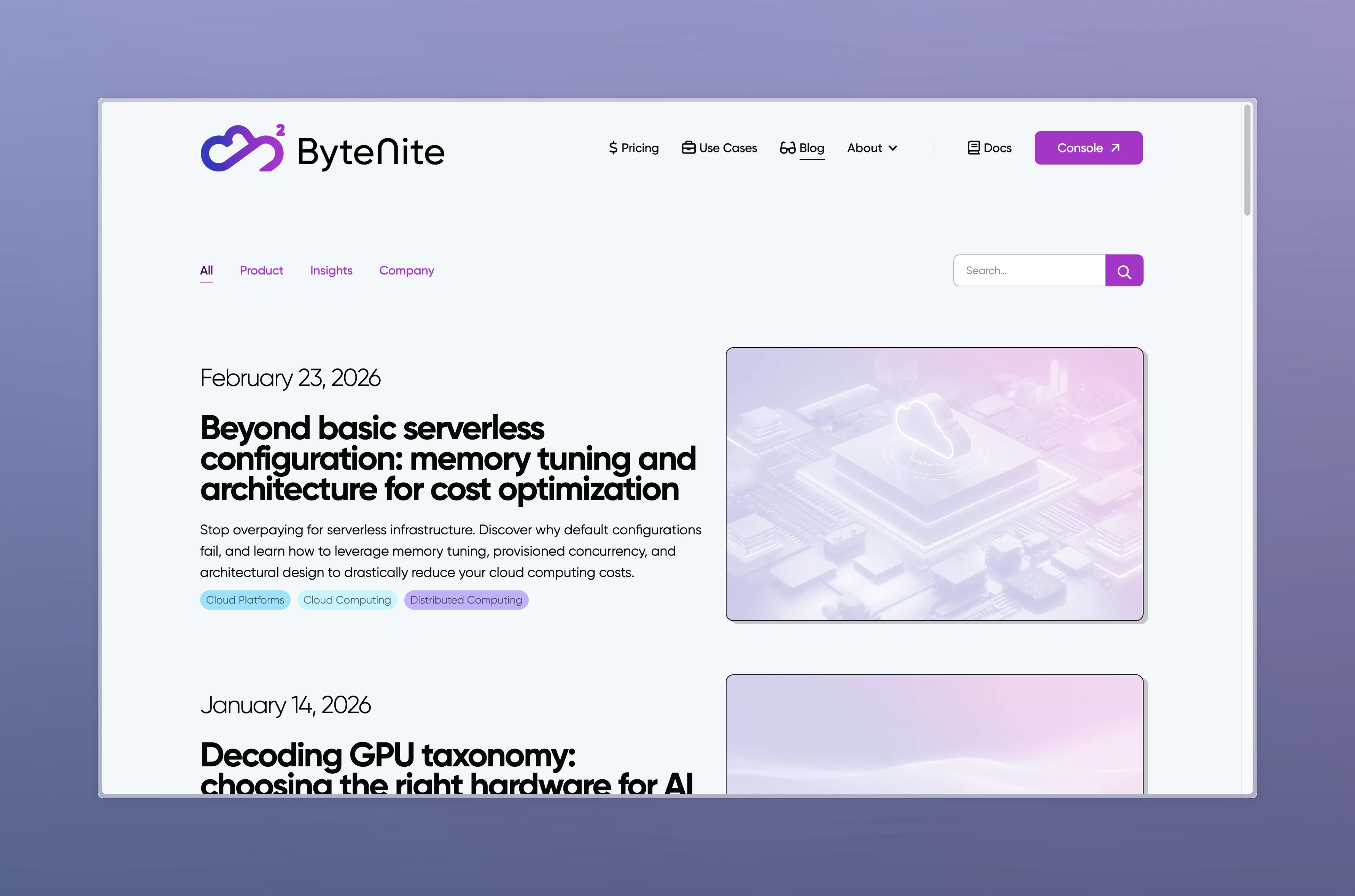 ByteNite website collection list layout